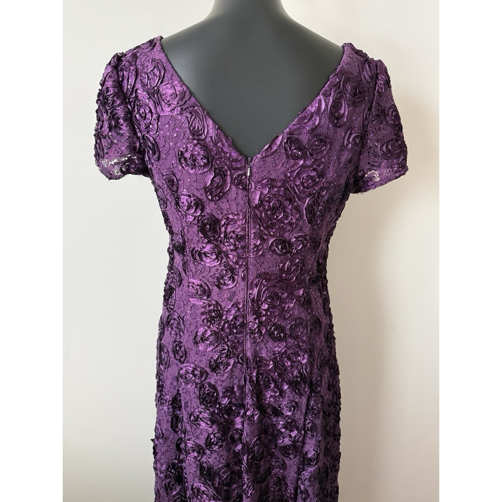 Alex Evenings Women's 8 Rosette A-Line Evening Gown Eggplant Purple Sequin - Picture 10 of 16